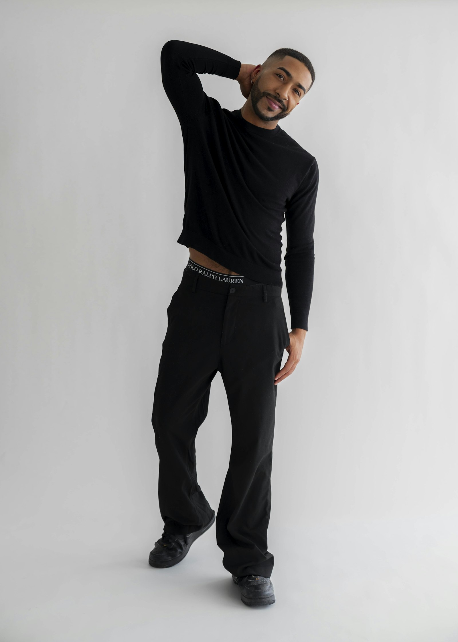 Black knit and trousers