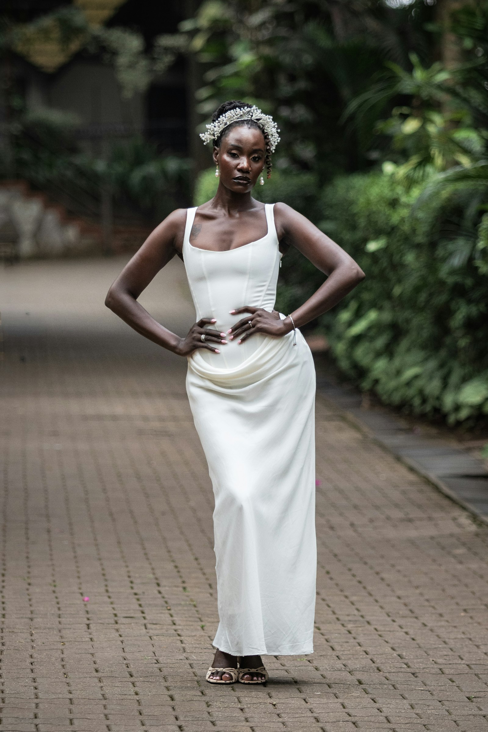 Corset column gown