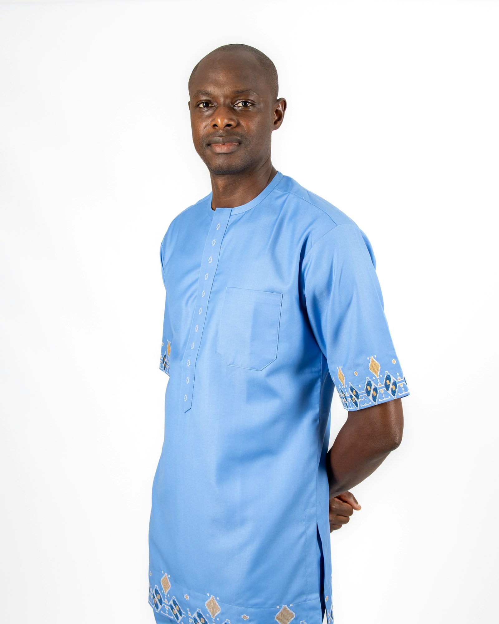 Sky-blue short-sleeve senator, view 3