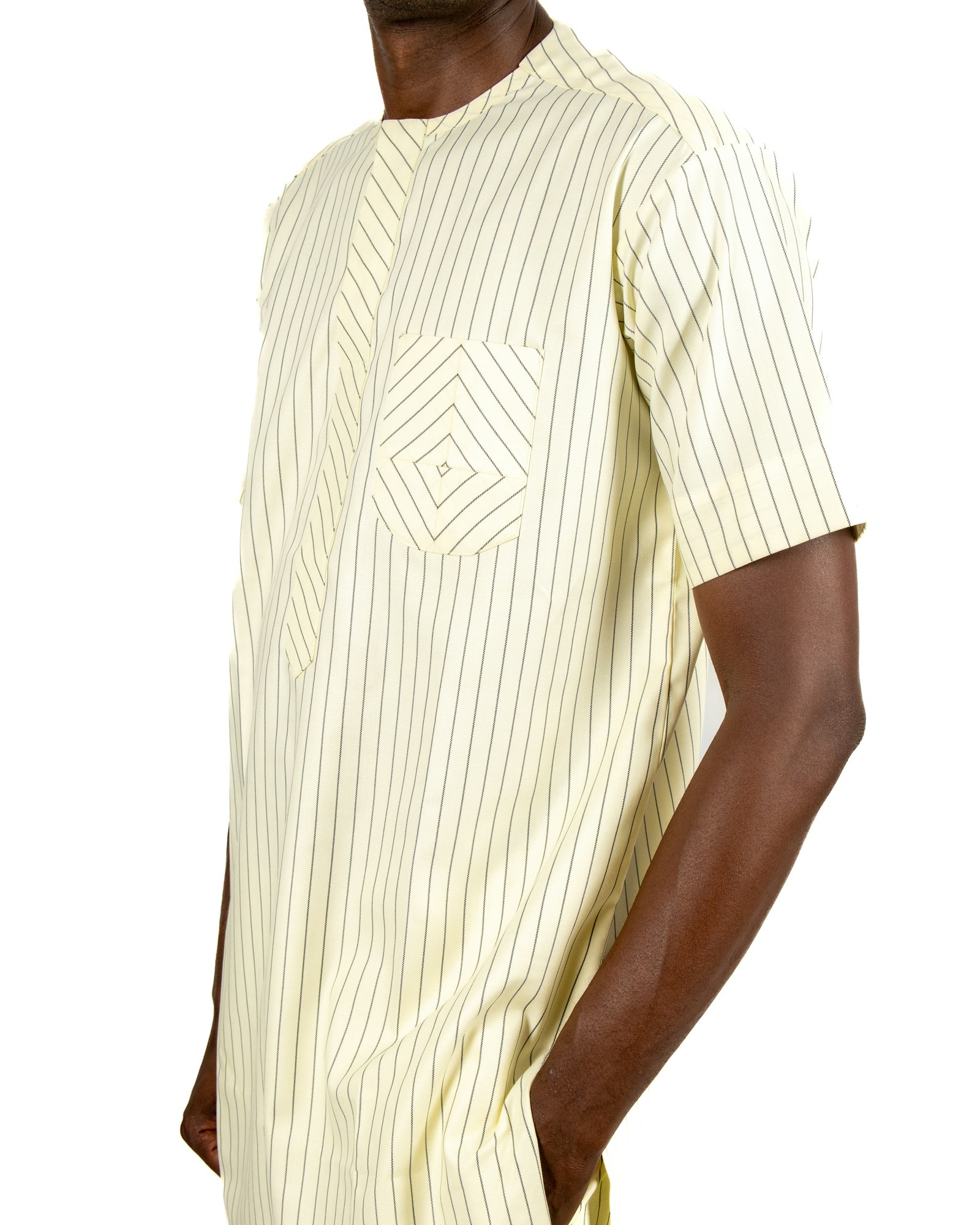 Cream woven stripe, close up