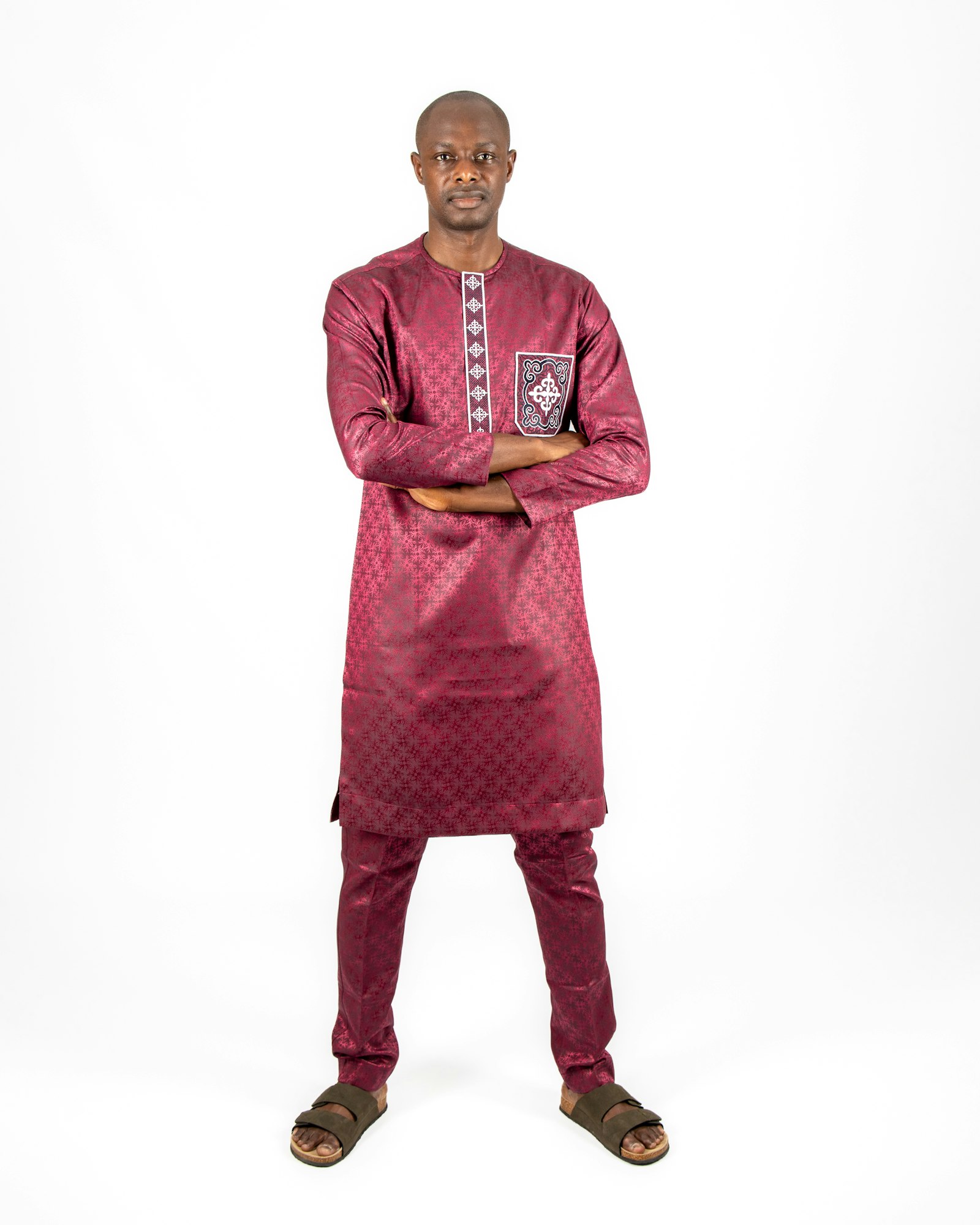 Burgundy jacquard kaftan