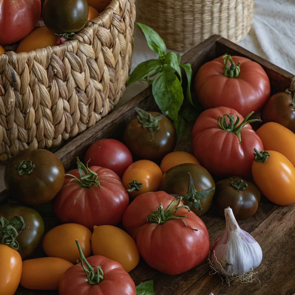 Tomatoes, basket