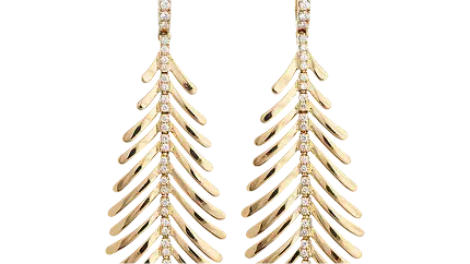 A pair of gold feather earrings