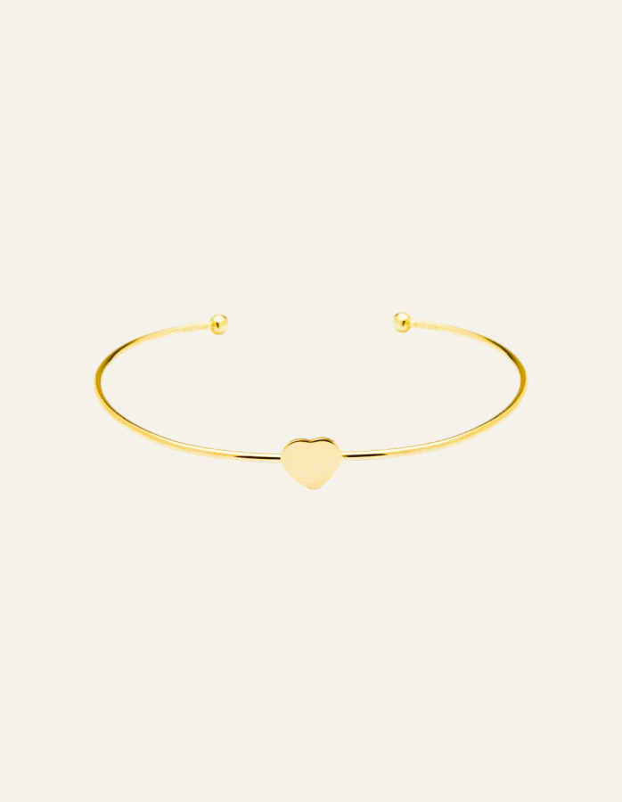 14K Yellow Gold Heart Bangle