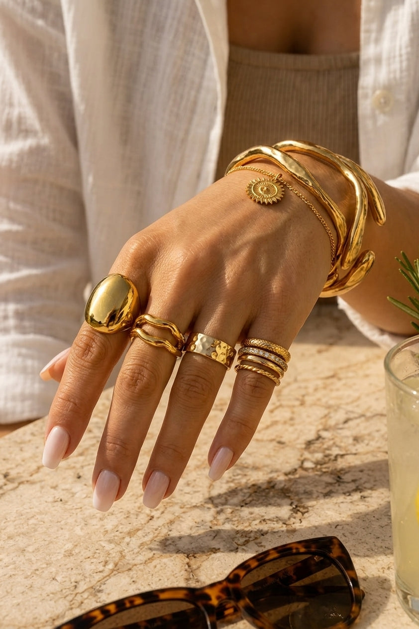 Layered gold necklaces