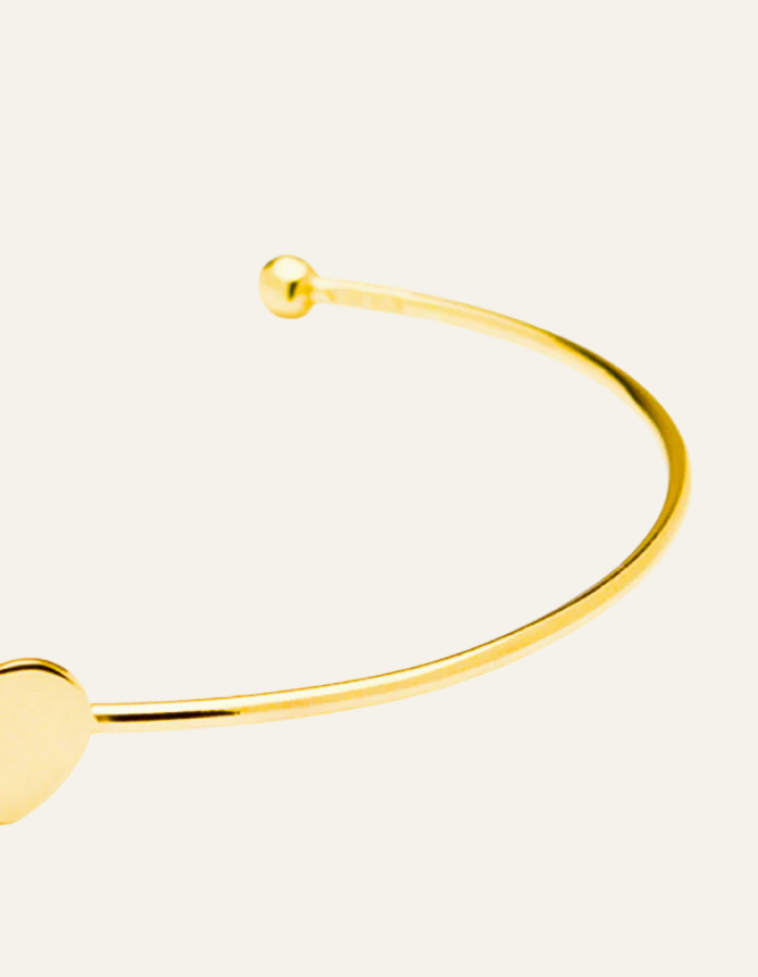 14K Yellow Gold Heart Bangle