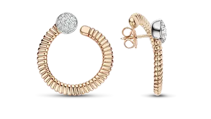 A gold hoop earring