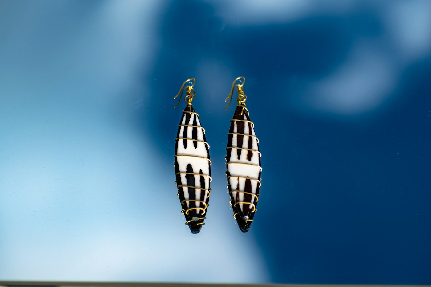 Banded drop earrings