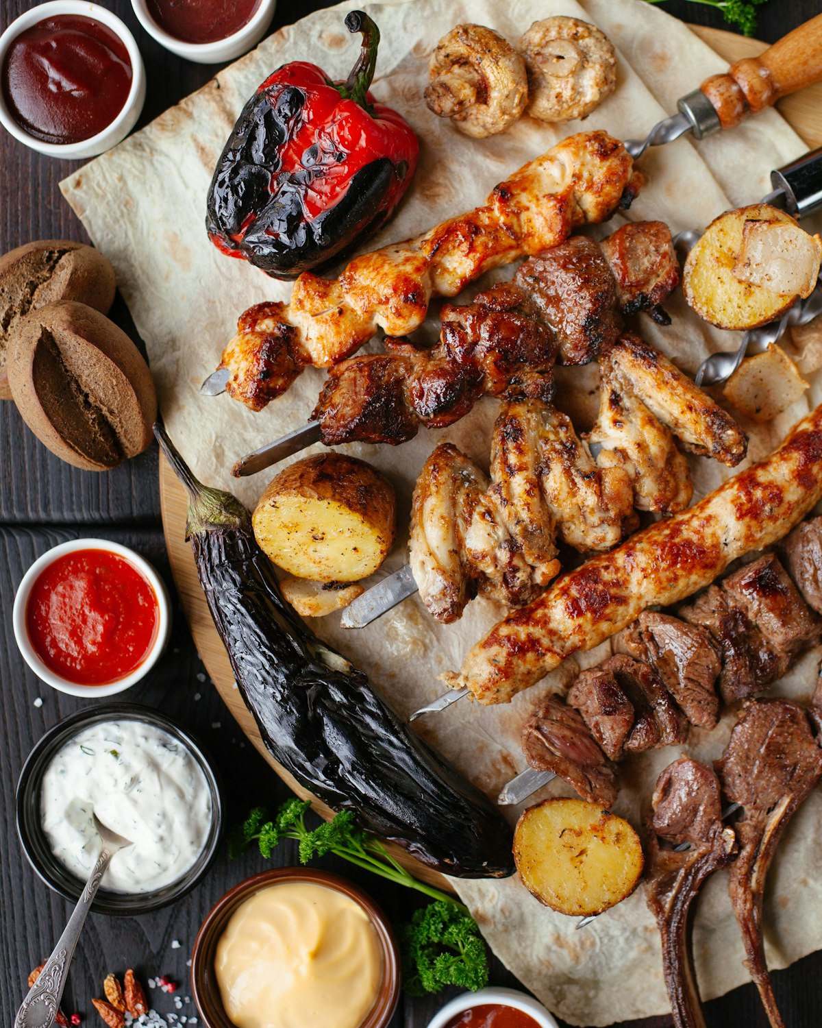 Fire-grilled suya skewers